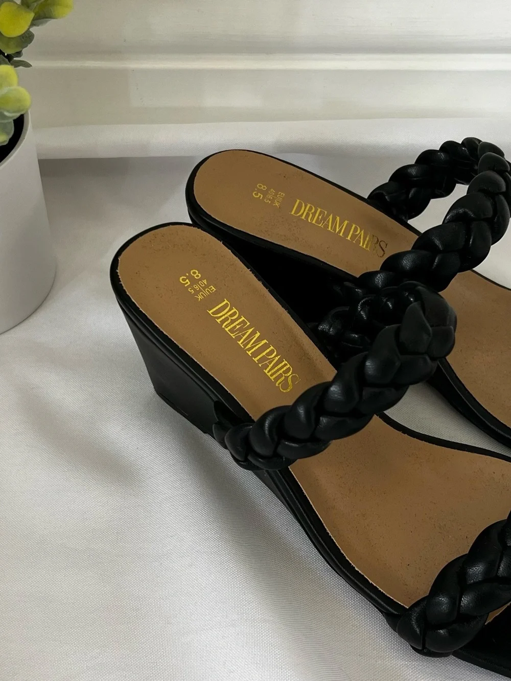 Dream Pairs Bkack Braided Strap Heeled Sandals